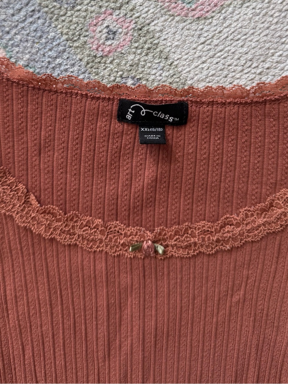 Rusty Rose Ribbed Long Sleeve - Picture 2 of 2